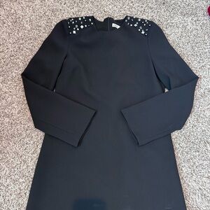 Zara Black Embellished Mock Neck Sheath Dress